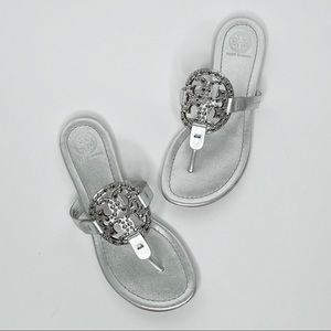 Tory Burch Miller Crystal Embellished Leather Flat